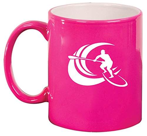 Ceramic Coffee Tea Mug Cup Stand Up Paddle Board Surf (Pink)