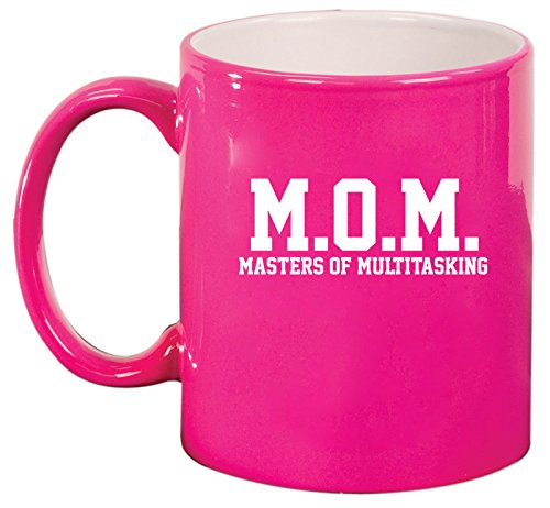 MOM Masters of Multitasking Ceramic Coffee Tea Mug Cup (Hot Pink)