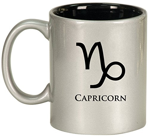 Ceramic Coffee Tea Mug Cup Capricorn (Silver)