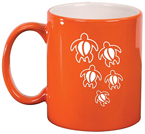 Ceramic Coffee Tea Mug Cup Swimming Turtles (Orange)