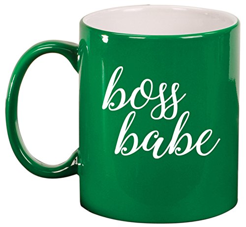Ceramic Coffee Tea Mug Cup Boss Babe (Green)