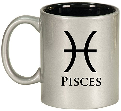 Ceramic Coffee Tea Mug Cup Pisces (Silver)