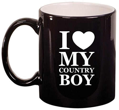 Ceramic Coffee Tea Mug I Love My Country Boy (Black)