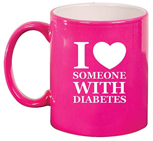 Ceramic Coffee Tea Mug I Love Someone With Diabetes (Hot Pink)