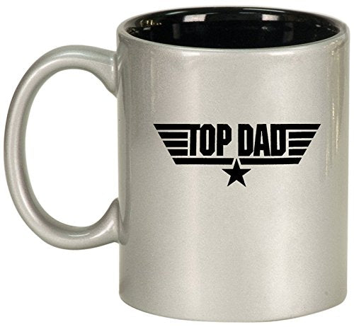 Ceramic Coffee Tea Mug Cup Top Dad Father (Silver)