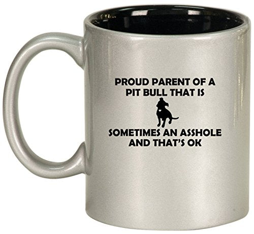 Ceramic Coffee Tea Mug Cup Proud Parent Pit Bull (Silver)