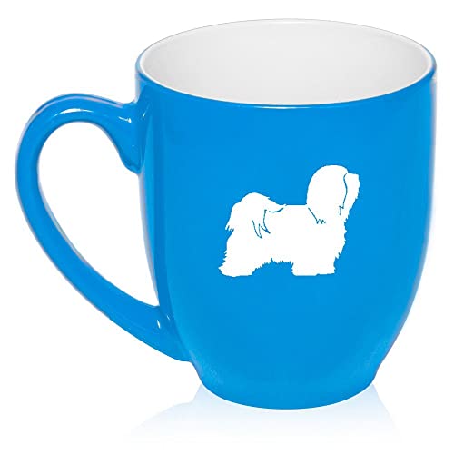 16 oz Large Bistro Mug Ceramic Coffee Tea Glass Cup Havanese (Light Blue),MIP