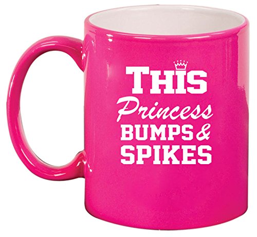 Ceramic Coffee Tea Mug Cup This Princess Bumps & Spikes Volleyball (Pink)