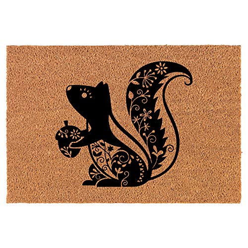 Coir Doormat Front Door Mat New Home Closing Housewarming Gift Fancy Squirrel (24" x 16" Small)