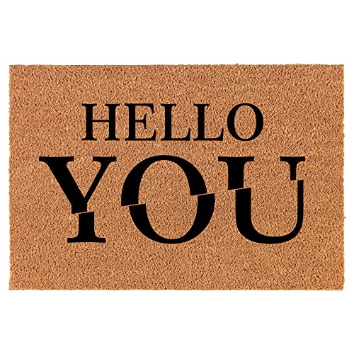 Coir Doormat Front Door Mat New Home Closing Housewarming Gift Hello You (24" x 16" Small)