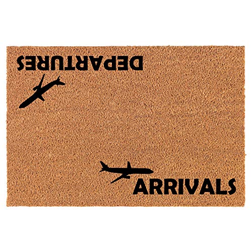 Coir Doormat Front Door Mat New Home Closing Housewarming Gift Arrivals Departures Funny Pilot Flight Attendant (24" x 16" Small)