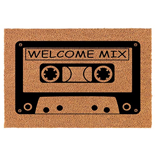Coir Doormat Front Door Mat New Home Closing Housewarming Gift Welcome Mix Cassette Tape Retro Funny (30" x 18" Standard)