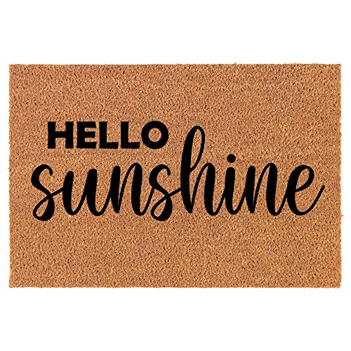 Coir Doormat Front Door Mat New Home Closing Housewarming Gift Hello Sunshine (24" x 16" Small)