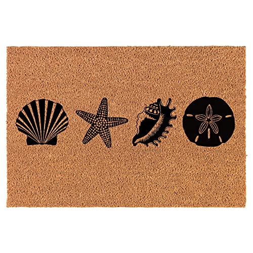 Coir Doormat Front Door Mat New Home Closing Housewarming Gift Sea Shore Beach Shells (24" x 16" Small)