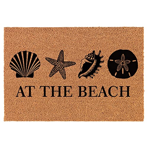Coir Doormat Front Door Mat New Home Closing Housewarming Gift at The Beach (24" x 16" Small)