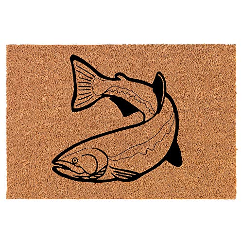 Coir Doormat Front Door Mat New Home Closing Housewarming Gift Trout (24" x 16" Small)