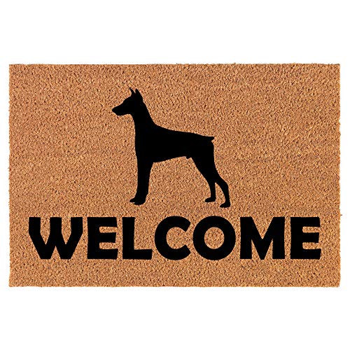 Coir Doormat Front Door Mat New Home Closing Housewarming Gift Welcome Doberman (24" x 16" Small)