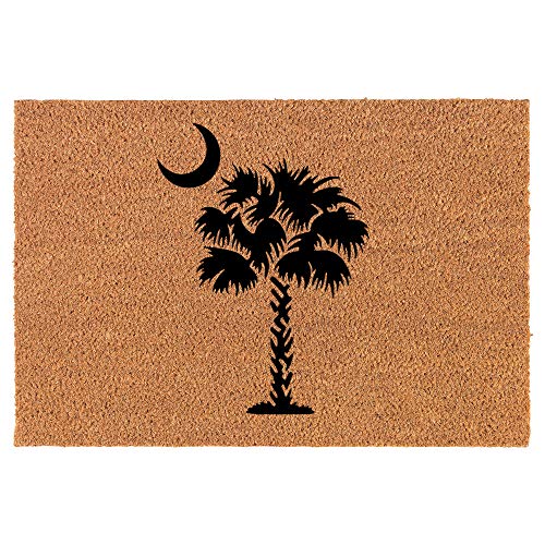 Coir Doormat Front Door Mat New Home Closing Housewarming Gift Palmetto Tree South Carolina Palm Moon (30" x 18" Standard)