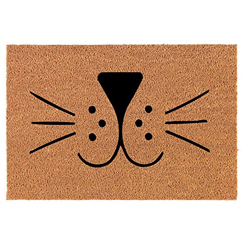 Coir Doormat Front Door Mat New Home Closing Housewarming Gift Cat Face Whiskers (30" x 18" Standard)