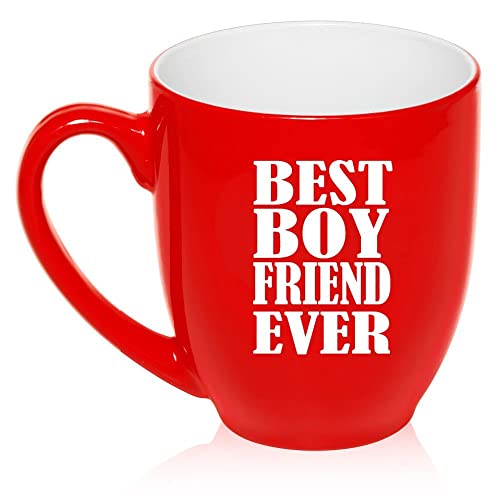 16 oz Large Bistro Mug Ceramic Coffee Tea Glass Cup Best Boyfriend Ever (Red),MIP
