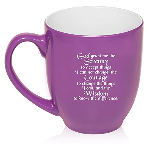 16 oz Large Bistro Mug Ceramic Coffee Tea Glass Cup Serenity Quote (Purple),MIP