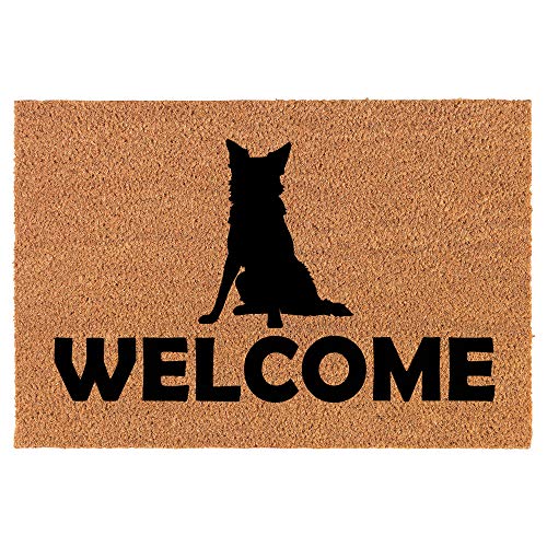 Coir Doormat Front Door Mat New Home Closing Housewarming Gift Welcome Border Collie (24" x 16" Small)