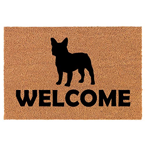 Coir Doormat Front Door Mat New Home Closing Housewarming Gift Welcome French Bulldog (30" x 18" Standard)
