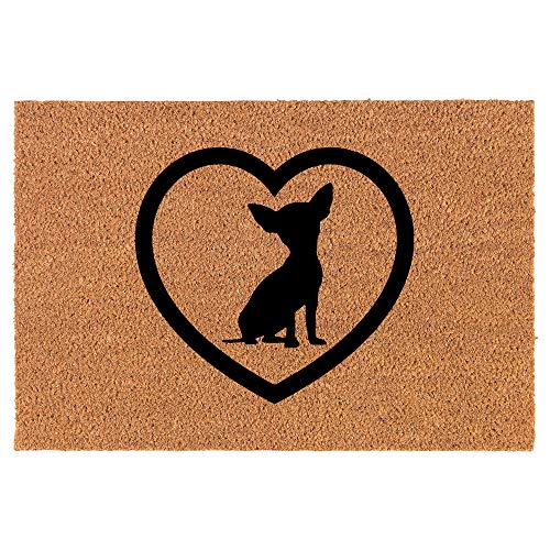 Coir Doormat Front Door Mat New Home Closing Housewarming Gift Chihuahua Heart (30" x 18" Standard)