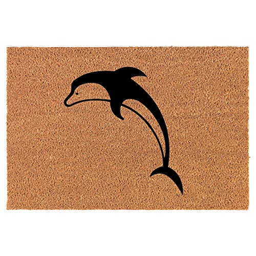 Coir Doormat Front Door Mat New Home Closing Housewarming Gift Dolphin (24" x 16" Small)