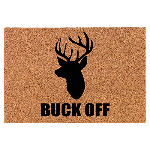 Coir Doormat Front Door Mat New Home Closing Housewarming Gift Buck Off Deer Head Hunting Funny (24" x 16" Small)