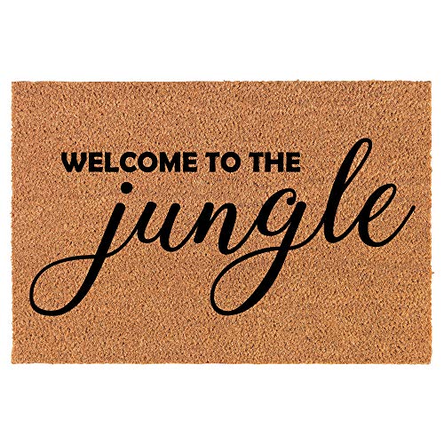 Coir Doormat Front Door Mat New Home Closing Housewarming Gift Welcome to The Jungle Funny (24" x 16" Small)
