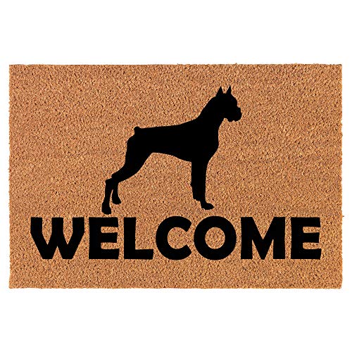Coir Doormat Front Door Mat New Home Closing Housewarming Gift Welcome Boxer (24" x 16" Small)