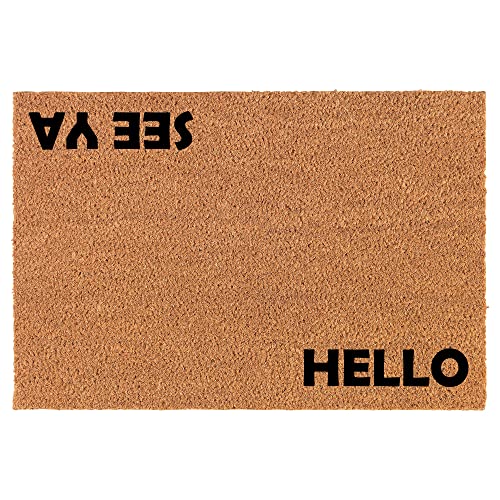 Coir Doormat Front Door Mat New Home Closing Housewarming Gift Hello See Ya Funny (24" x 16" Small)