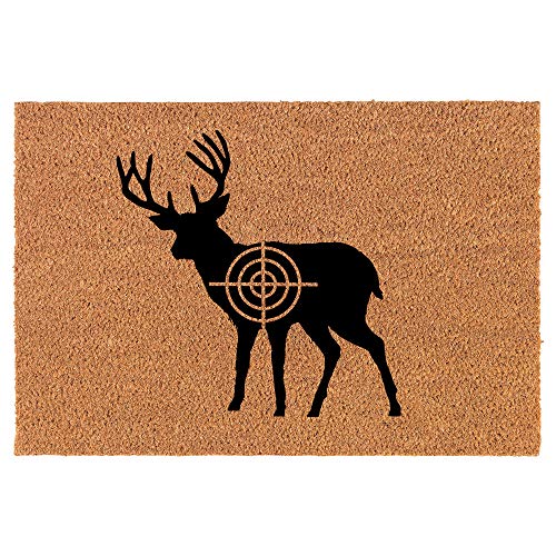 Coir Doormat Front Door Mat New Home Closing Housewarming Gift Deer with Bullseye Hunting (24" x 16" Small)