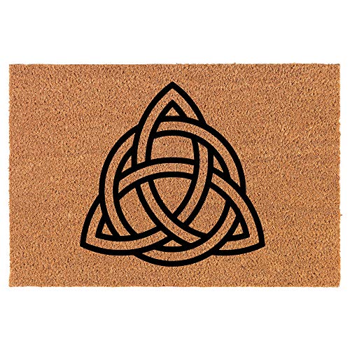 Coir Doormat Front Door Mat New Home Closing Housewarming Gift Triquetra Symbol Celtic Knot (24" x 16" Small)