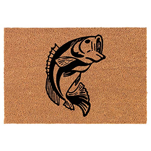 Coir Doormat Front Door Mat New Home Closing Housewarming Gift Bass Fish (24" x 16" Small)