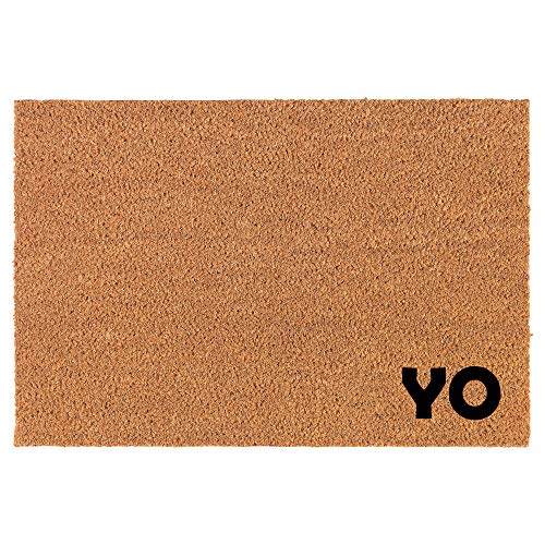 Coir Doormat Front Door Mat New Home Closing Housewarming Gift Yo Corner (24" x 16" Small)