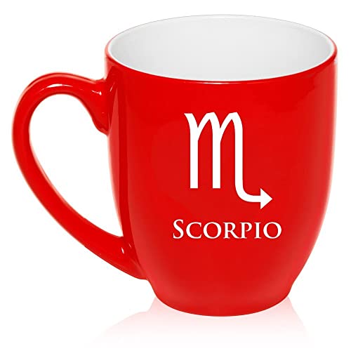 16 oz Large Bistro Mug Ceramic Coffee Tea Glass Cup Horoscope Zodiac Birth Sign Scorpio (Red),MIP