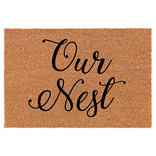 Coir Doormat Front Door Mat New Home Closing Housewarming Gift Our Nest (24" x 16" Small)