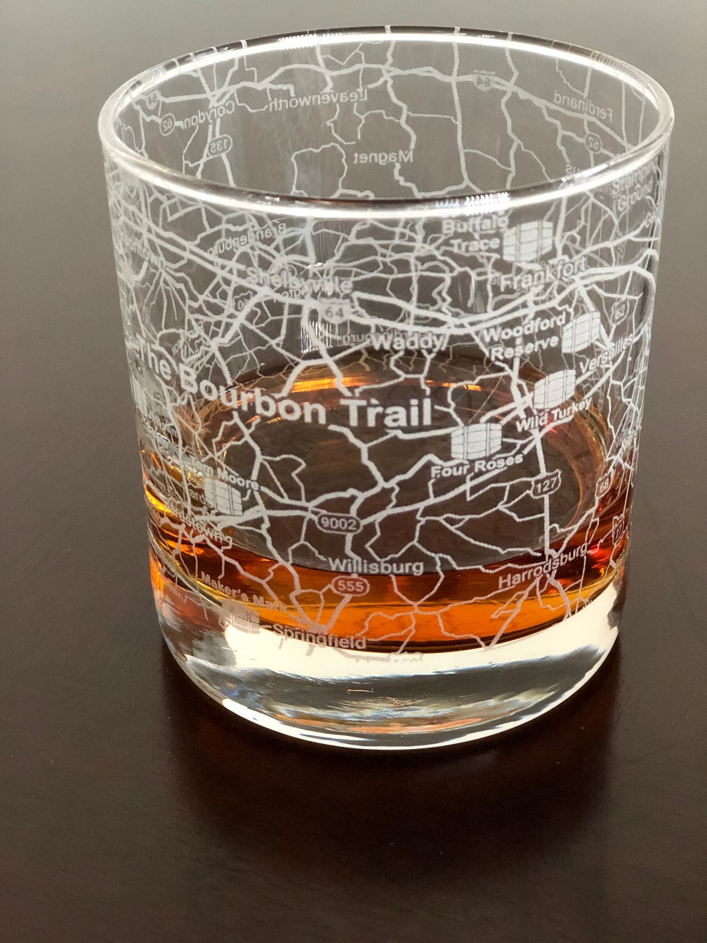 Rocks Whiskey Old Fashioned Glass City Map The Bourbon Trail