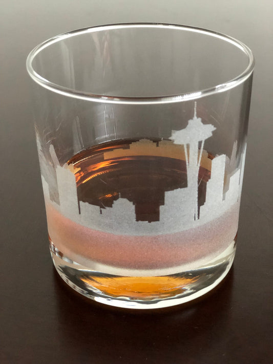Rocks Whiskey Old Fashioned Glass Seattle, Wa Skyline