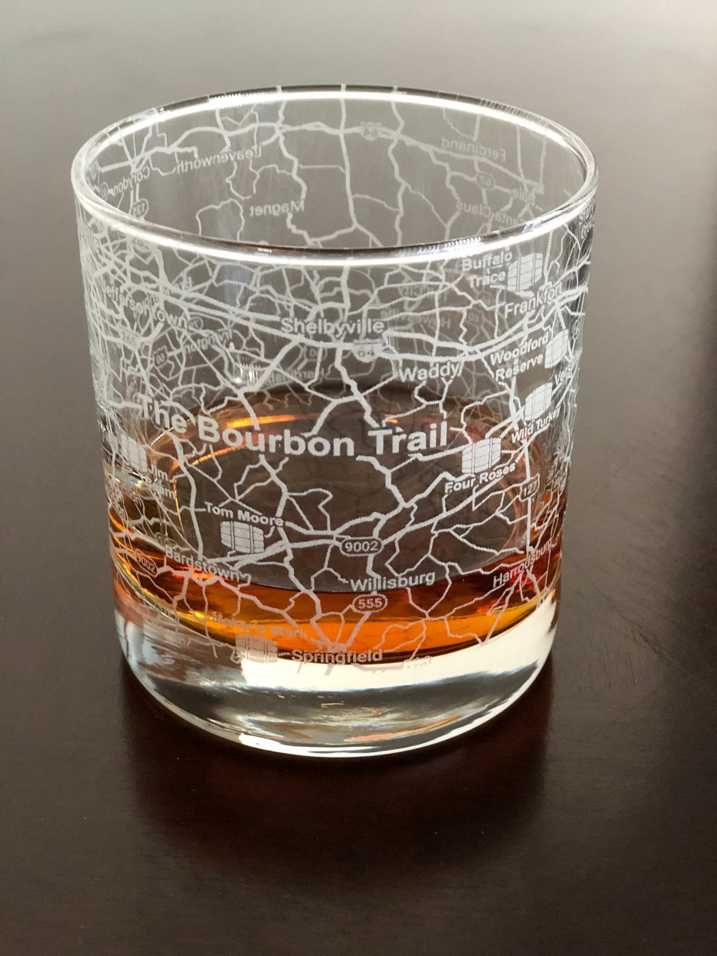 Rocks Whiskey Old Fashioned Glass City Map The Bourbon Trail