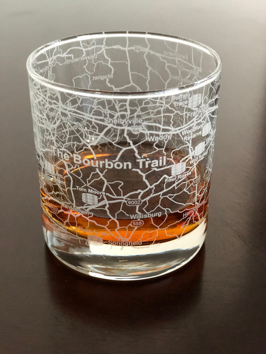 Rocks Whiskey Old Fashioned Glass City Map The Bourbon Trail
