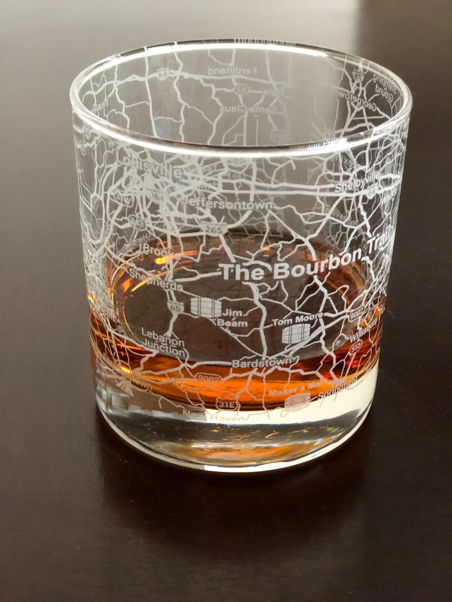 Rocks Whiskey Old Fashioned Glass City Map The Bourbon Trail