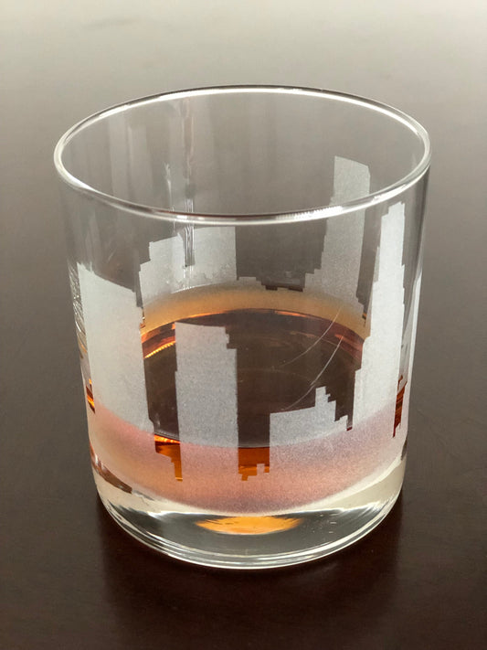 Rocks Whiskey Old Fashioned Glass Los Angeles, CA Skyline