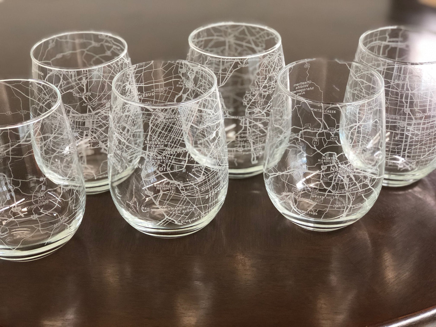 Stemless Wine Glass 17 oz Urban City Map Your City Pick Your Location