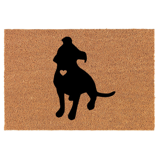 Cute Pitbull with Heart Coir Doormat Welcome Front Door Mat New Home Closing Housewarming Gift
