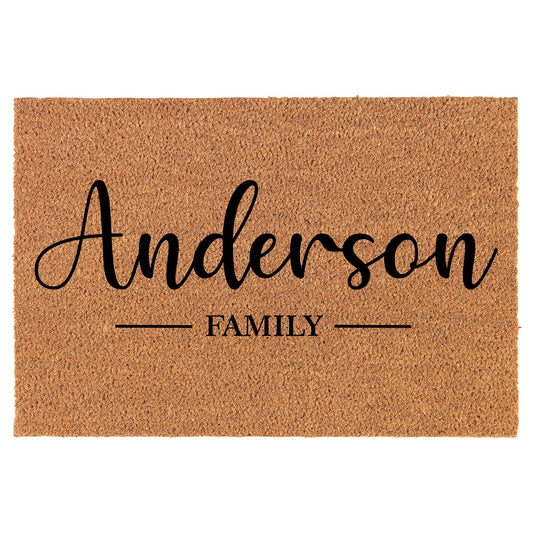 Family Name Custom Personalized Family Line Coir Doormat Welcome Front Door Mat New Home Closing Housewarming Gift