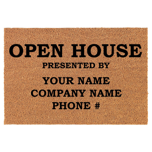 Open House Presented By Realtor Real Estate Agent Broker Coir Doormat  Front Door Mat Real Estate Agent Realtor Broker