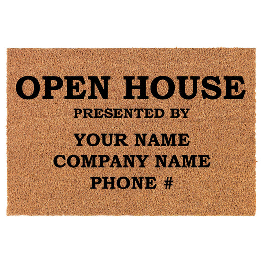 Open House Presented By Realtor Real Estate Agent Broker Coir Doormat Front Door Mat Real Estate Agent Realtor Broker